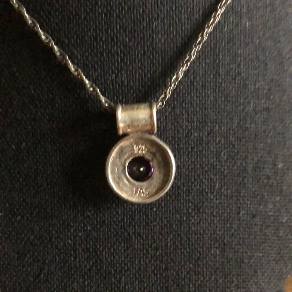 Vintage Amethyst Marcasite .925 Necklace - Picture 5 of 6